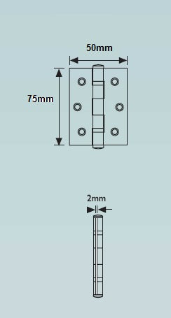 Twin Ball Bearing Hinge - 75 x 50 x 2mm