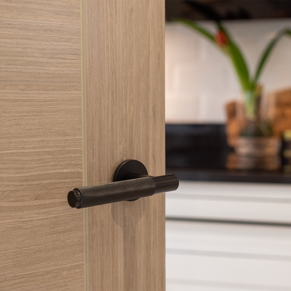 Millhouse Brass Crompton Lever on Rose Door Handle