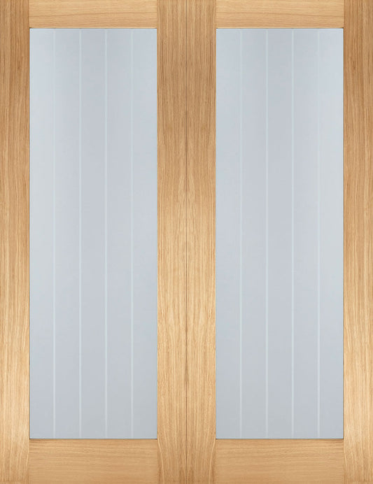 LPD Unfinished Oak Mexicano Glazed Internal Door Pair
