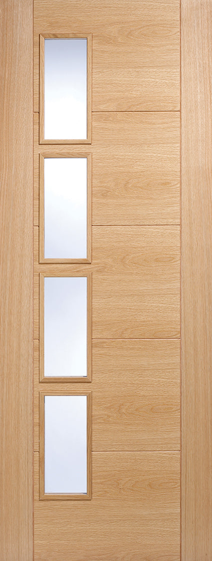 LPD Prefinished Oak Vancouver 4L Offset Glass Internal Door