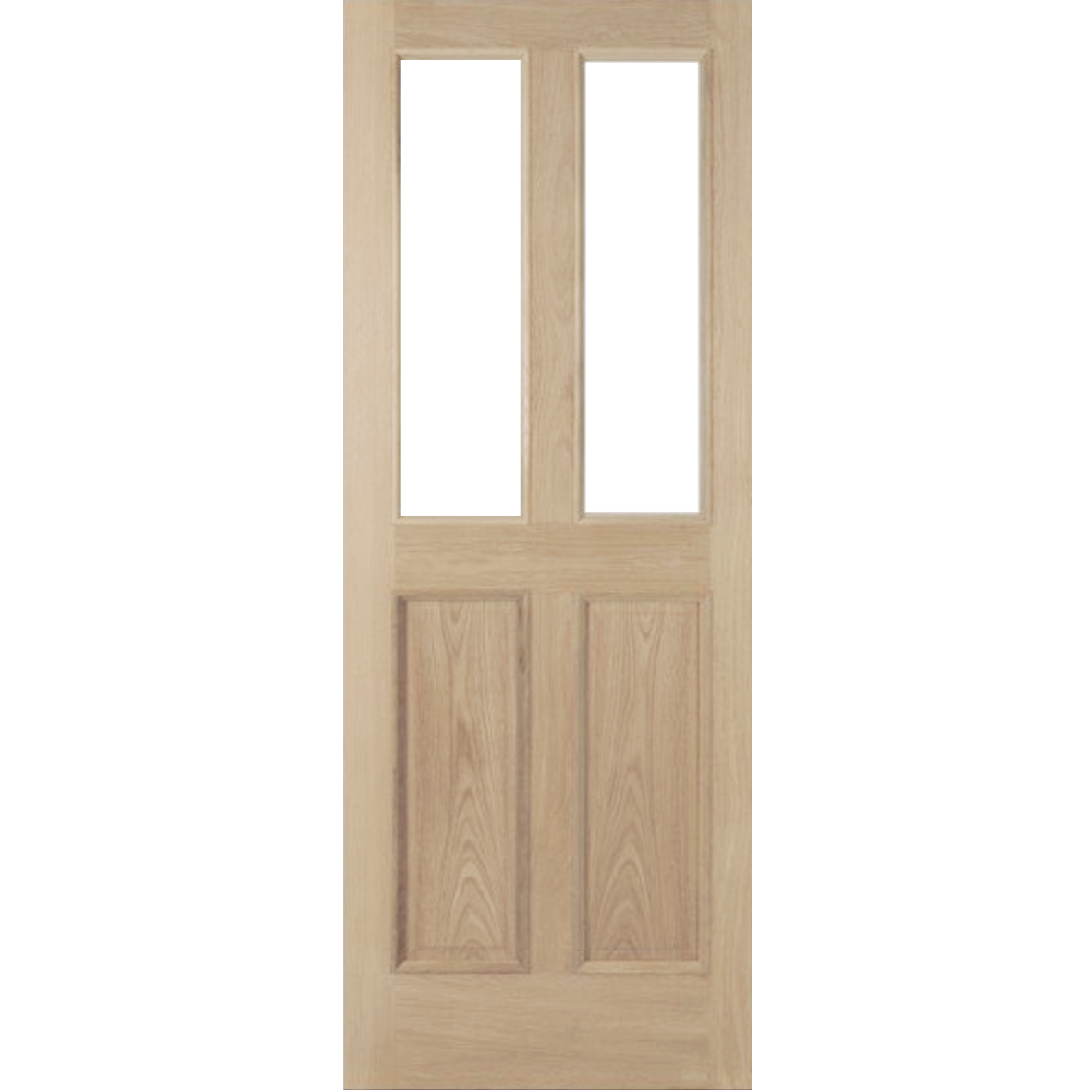 Oak 2 Panel 2 Light Clear Glass Pocket Door System