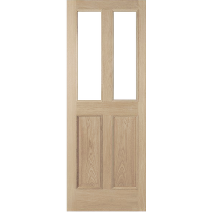 Oak 2 Panel 2 Light Clear Glass Internal Door Pair