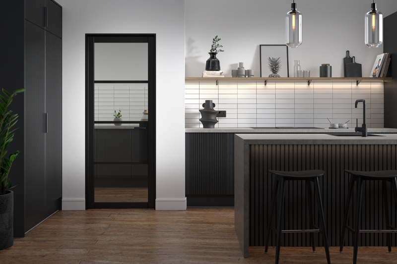 LPD Black Primed Chelsea 4L Clear Internal Door