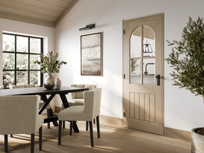 LPD Blonde Oak Mexicano Arched Glazed Square Top Internal Door