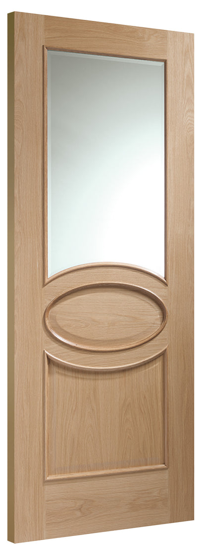 Internal Oak Calabria with Clear Bevelled Glass and Raised Mouldings