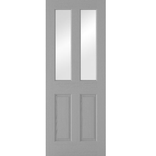 LPD Light Grey Moulded Textured Glazed 2P2L Internal Door