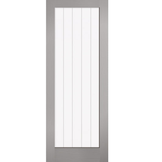 LPD Light Grey Moulded Textured Vertical Glazed 1L Internal Door