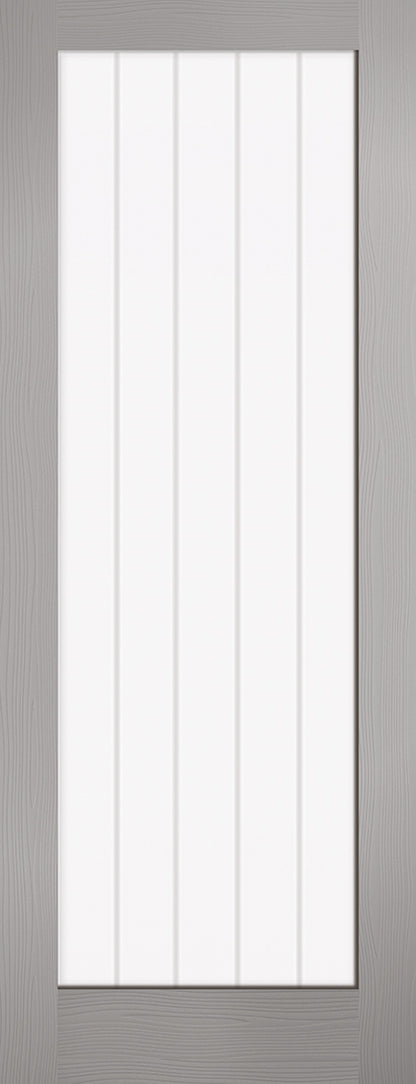 LPD Light Grey Moulded Textured Vertical Glazed 1L Internal Door