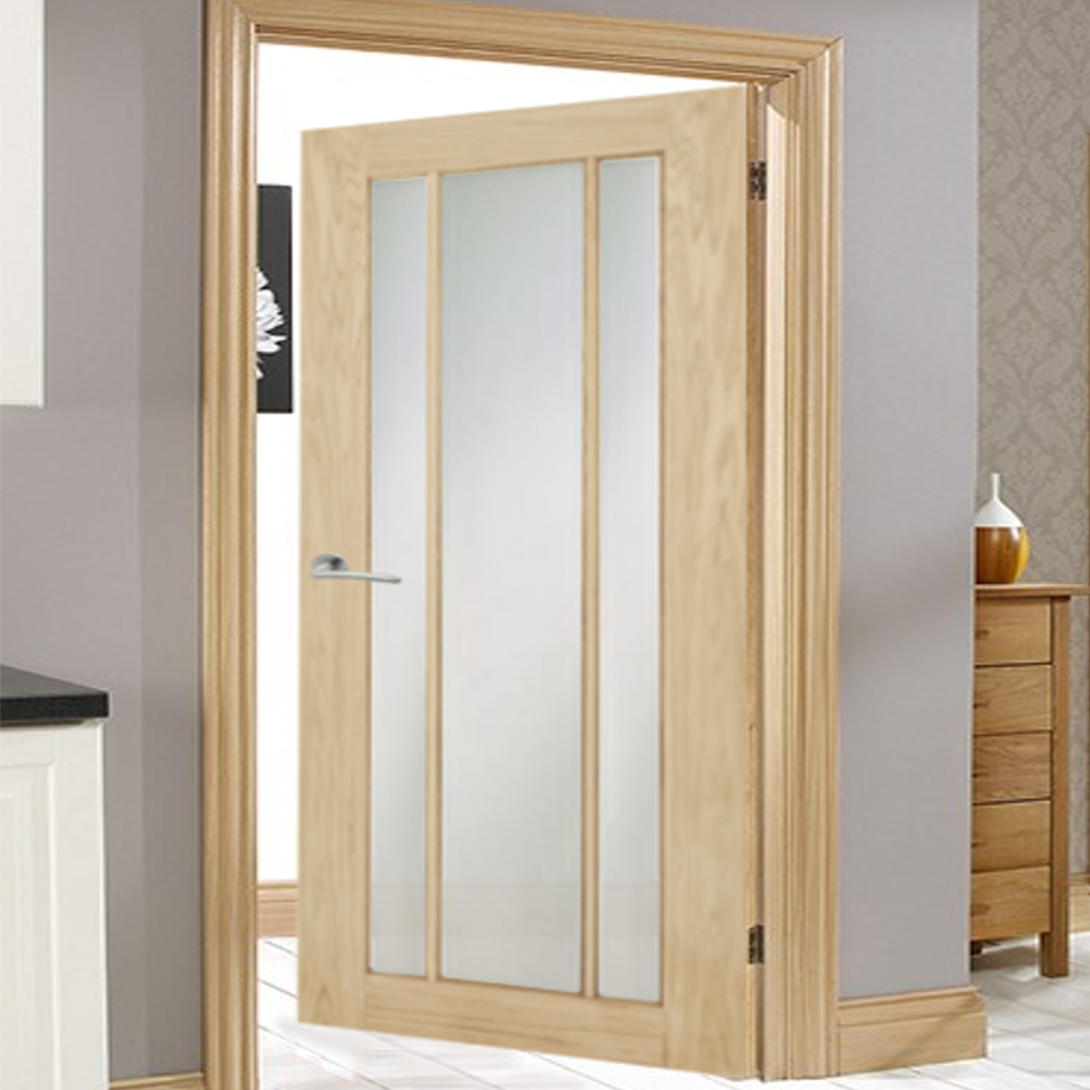 Oak Langdale Frosted Glass Pocket Door System