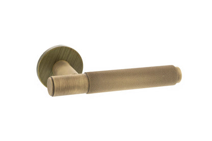 Millhouse Brass Crompton Lever on Rose Door Handle