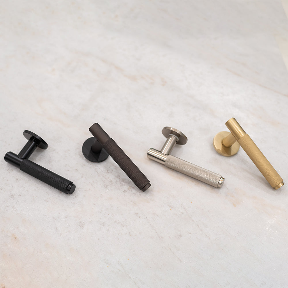 Millhouse Brass Crompton Lever on Rose Door Handle