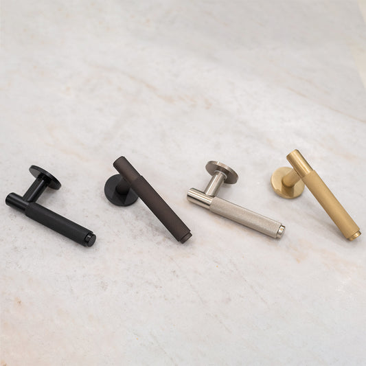 Millhouse Brass Crompton Lever on Rose Door Handle