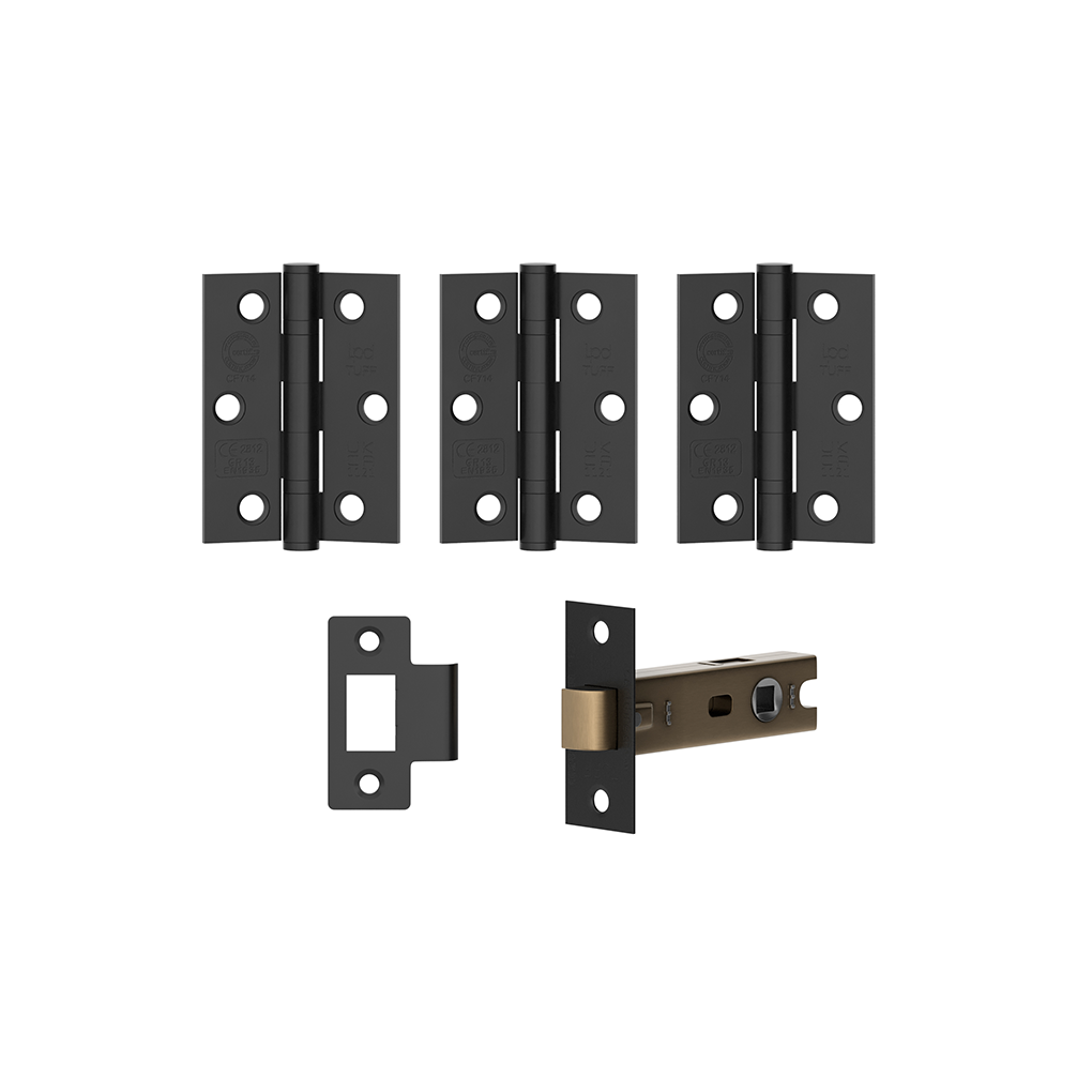 LPD Matt Black Internal Door Hinge and Latch Pack