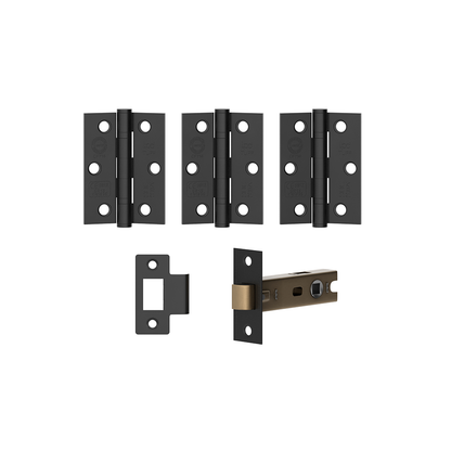 LPD Matt Black Internal Door Hinge and Latch Pack