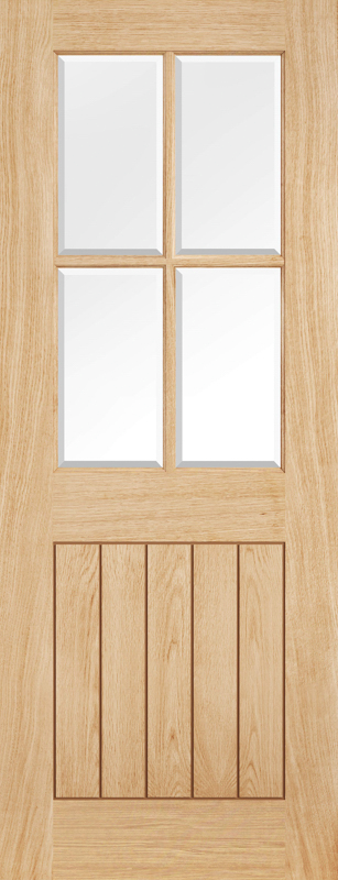 LPD Oak Belize 4 Light Clear Glass Internal Door