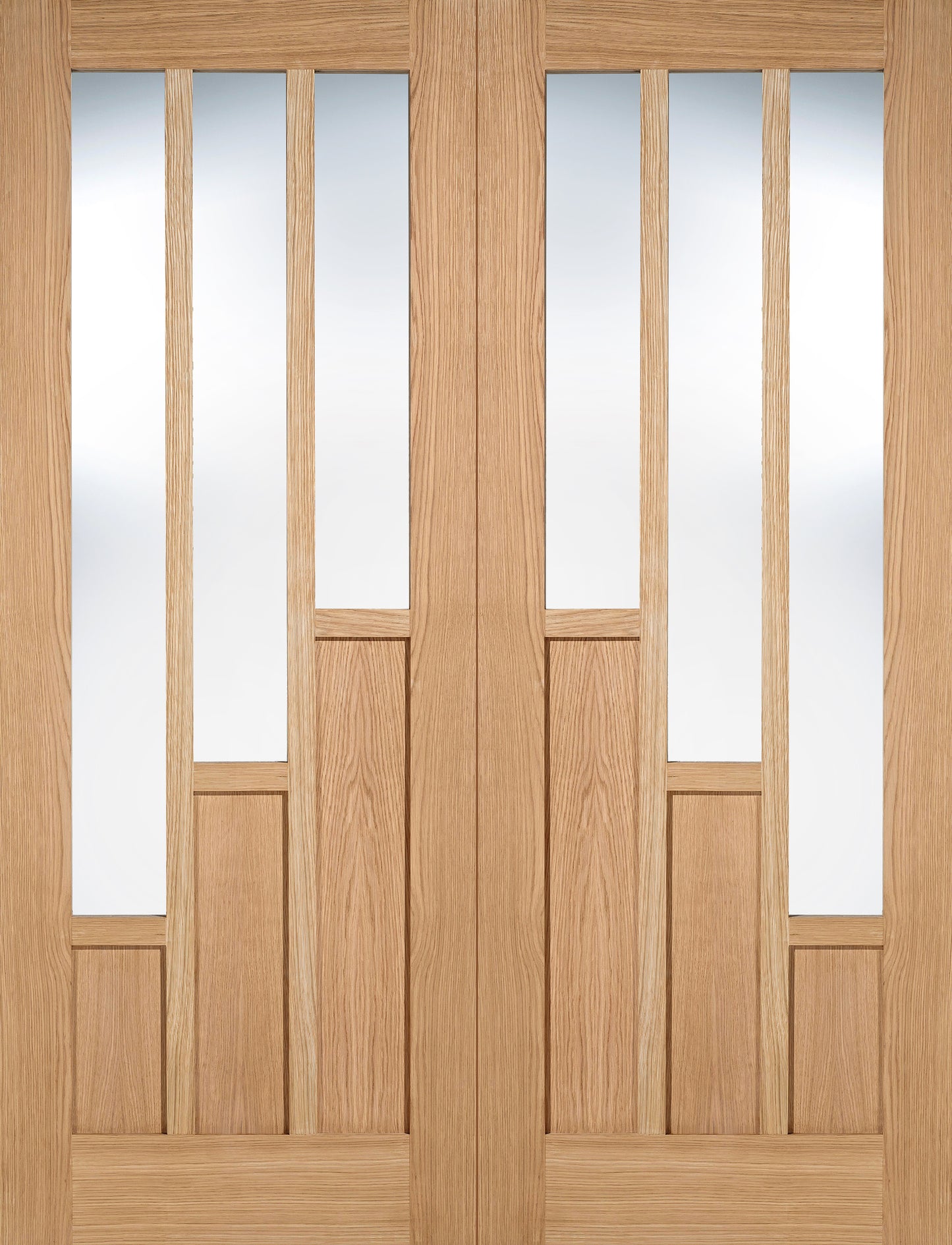 LPD Prefinished Oak Coventry 3L Glazed Internal Door Pair