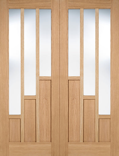LPD Prefinished Oak Coventry 3L Glazed Internal Door Pair