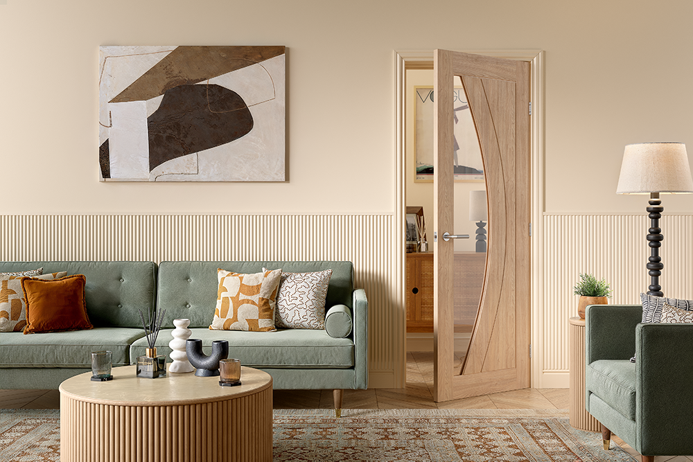LPD Prefinished Oak Girona Clear Glazed Internal Door