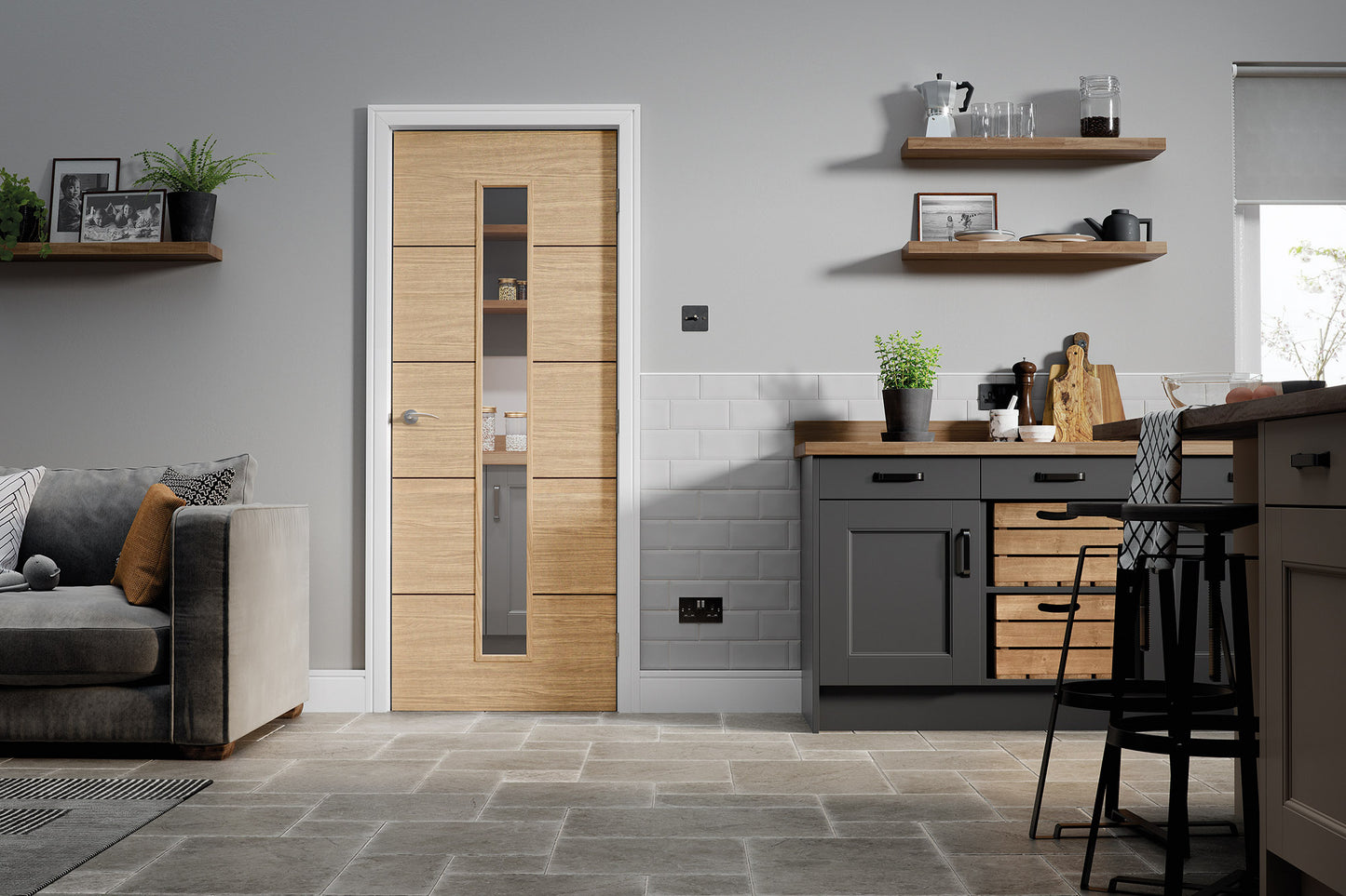 LPD Prefinished Oak Lille 1L Glazed Internal Door