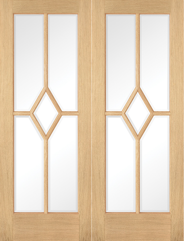 LPD Prefinished Oak Reims Glazed Internal Door Pair