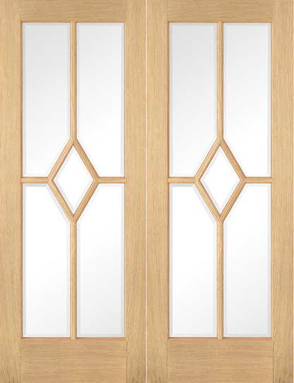 LPD Prefinished Oak Reims Glazed Internal Door Pair