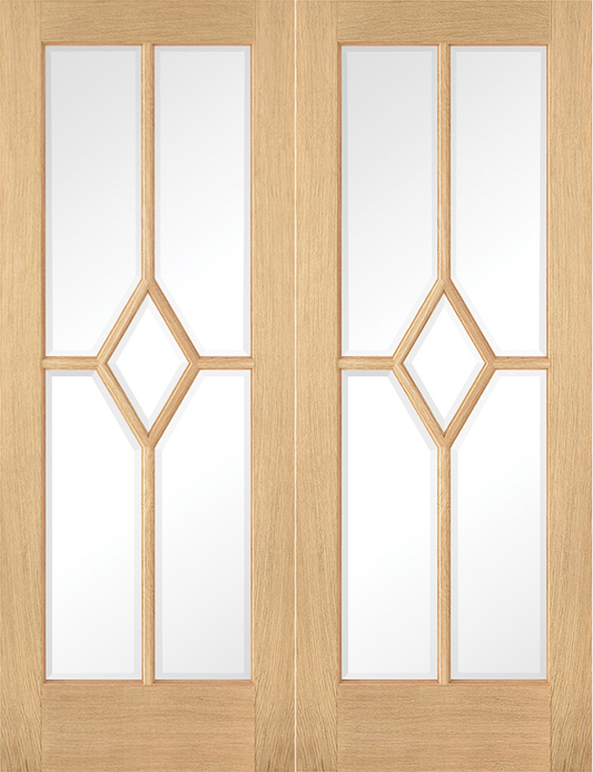 LPD Prefinished Oak Reims Glazed Internal Door Pair