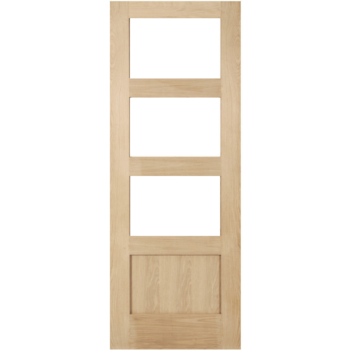 Oak Shaker 3 Light 1 Panel Clear Glass Sliding Door System