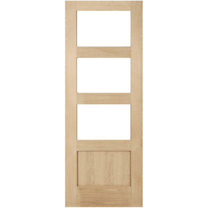 Oak Shaker 3 Light 1 Panel Clear Glass Internal Door Pair