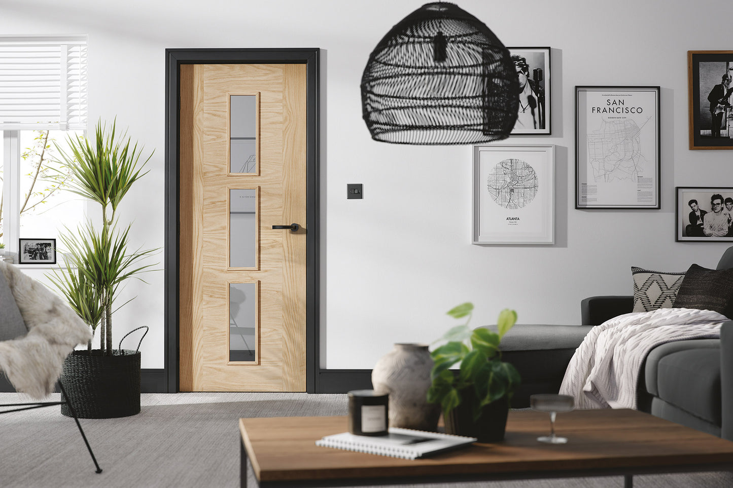 LPD Prefinished Oak Sofia 3L Glazed Internal Door