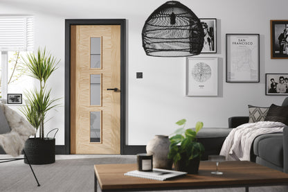 LPD Prefinished Oak Sofia 3L Glazed Internal Door