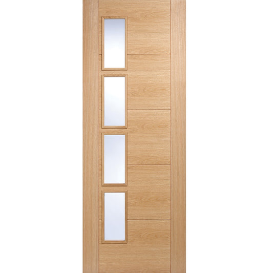 LPD Prefinished Oak Vancouver 4L Offset Glass Internal Door