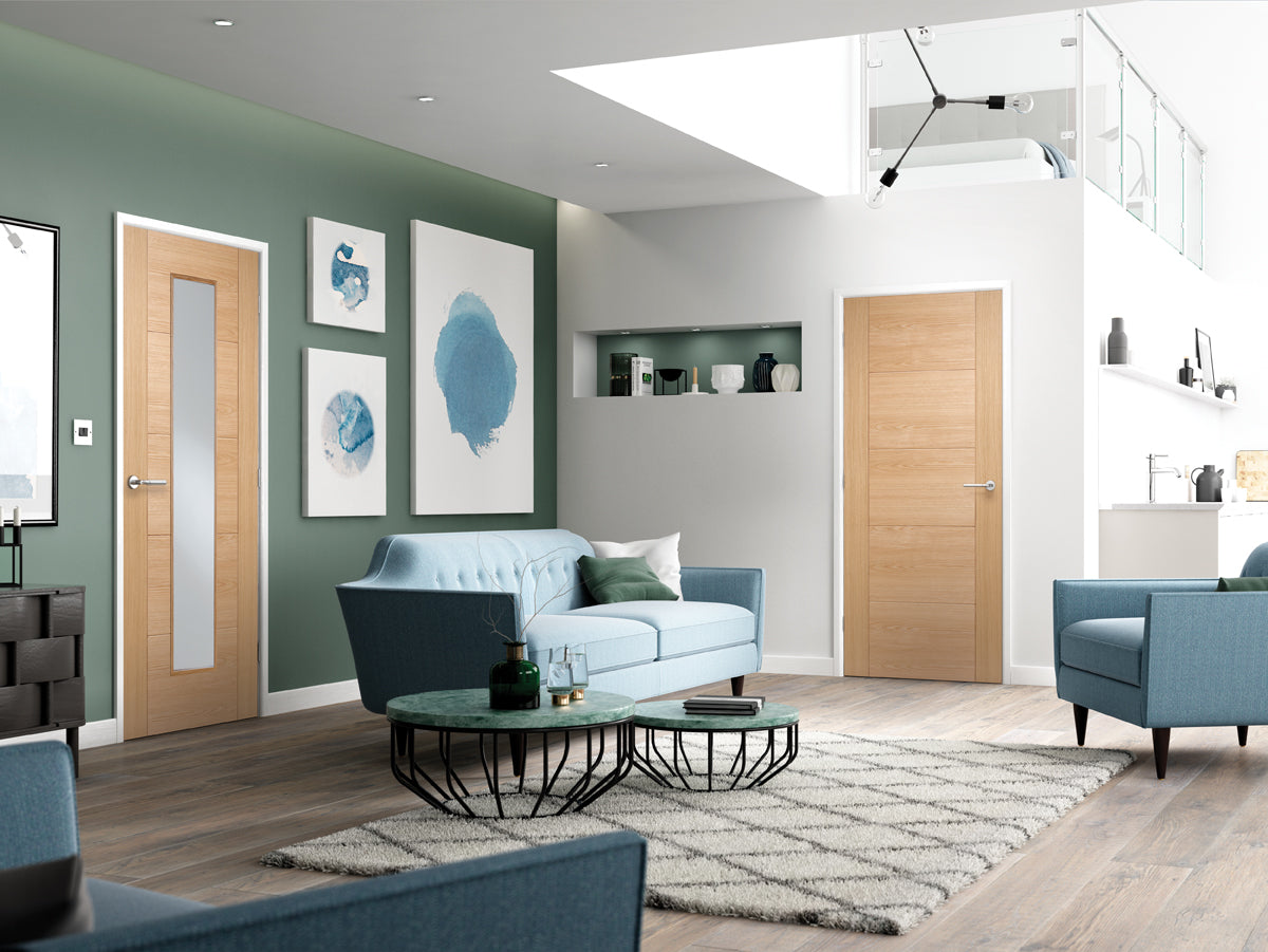 LPD Prefinished Oak Vancouver FD30 1L Glass Internal Fire Door