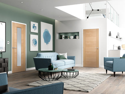 LPD Prefinished Oak Vancouver FD30 1L Glass Internal Fire Door