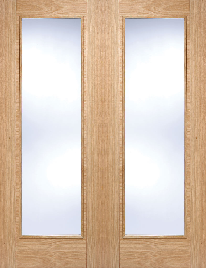 LPD Prefinished Oak Vancouver Glazed Internal Door Pair