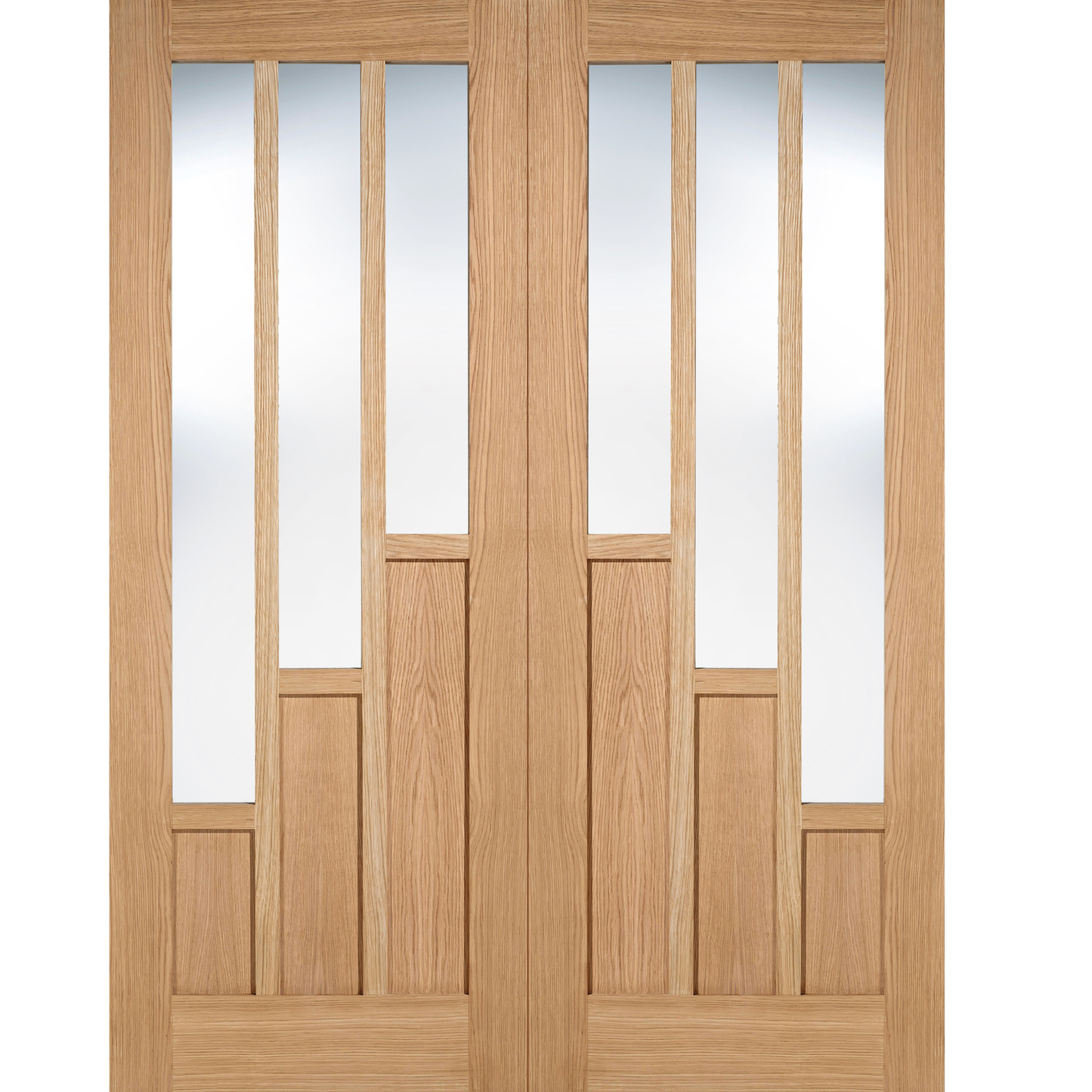 LPD Prefinished Oak Coventry 3L Glazed Internal Door Pair