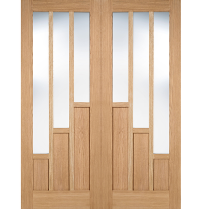 LPD Prefinished Oak Coventry 3L Glazed Internal Door Pair