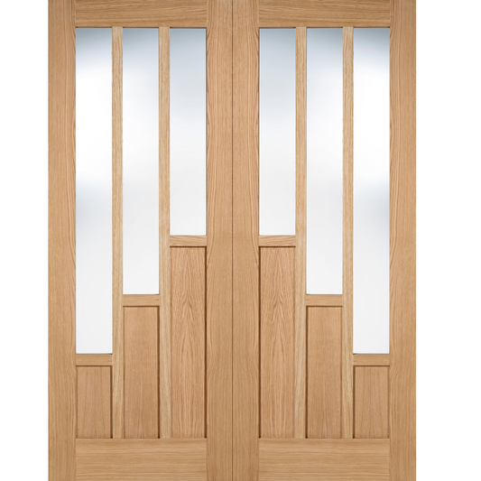 LPD Prefinished Oak Coventry 3L Glazed Internal Door Pair