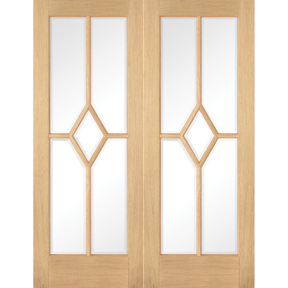 LPD Prefinished Oak Reims Glazed Internal Door Pair