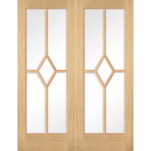 LPD Prefinished Oak Reims Glazed Internal Door Pair