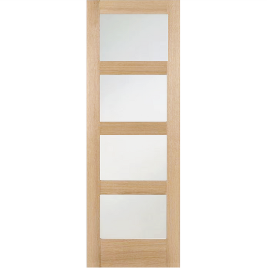 Oak Shaker 4 Light Frosted Glass Pocket Door System