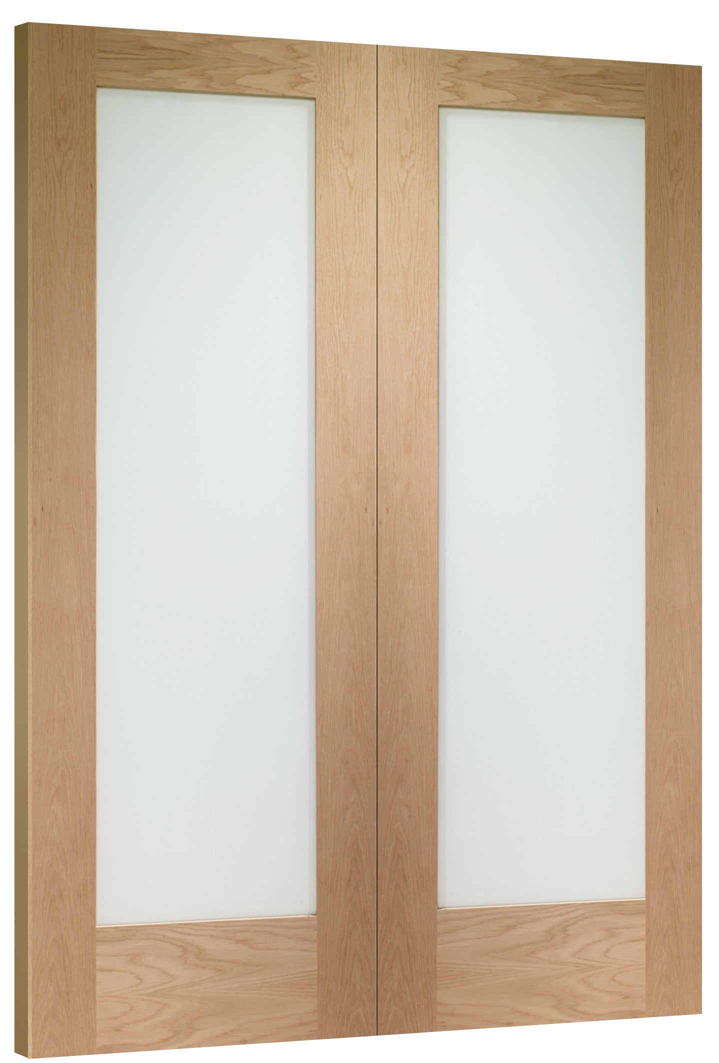 Internal Oak Pattern 10 Rebated Door Pair with Obscure Glass