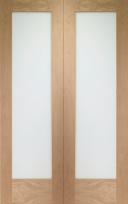 Internal Oak Pattern 10 Rebated Door Pair with Obscure Glass