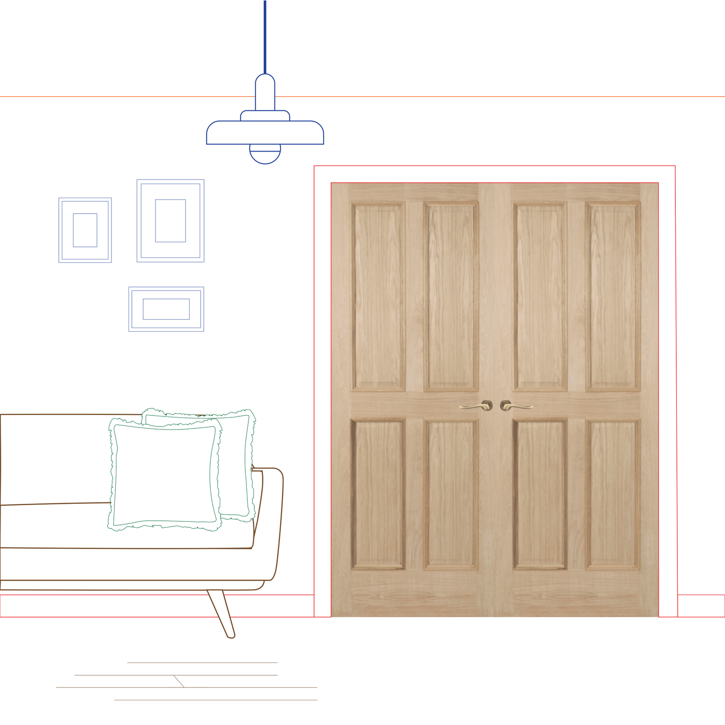 Oak 4 Panel RM2S Internal Door Pair