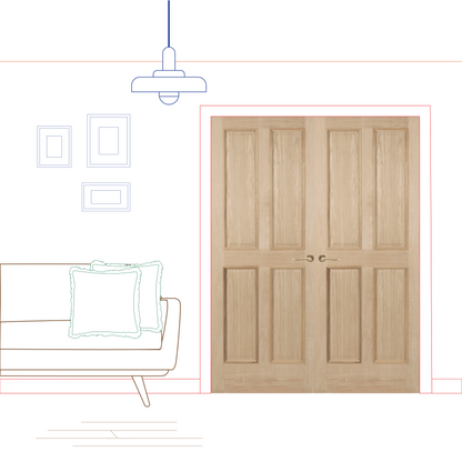 Oak 4 Panel RM2S Internal Door Pair