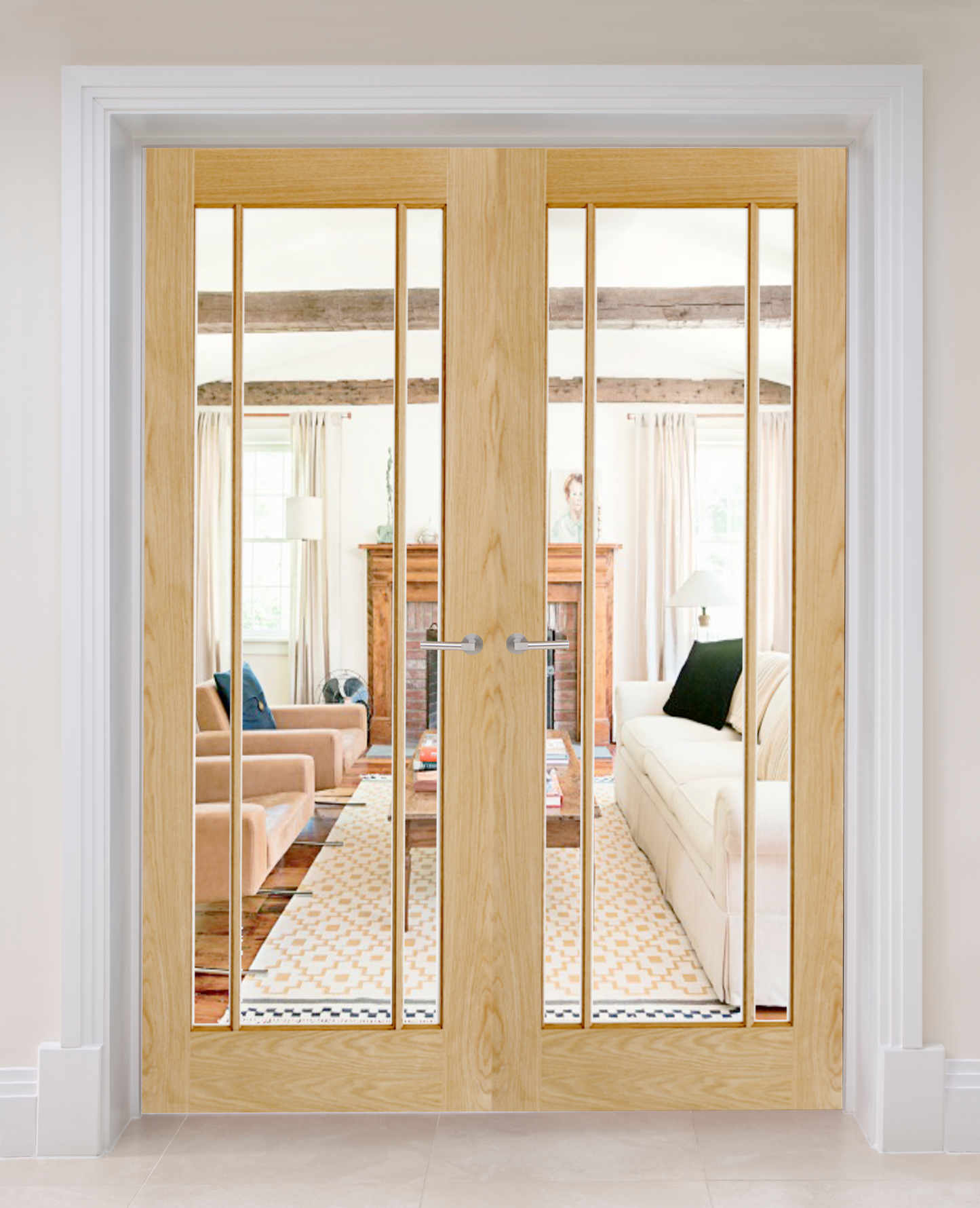 Oak Langdale Clear Glass Internal Door Pair