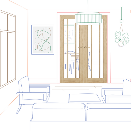 Oak Langdale Clear Glass Rebated Internal Door Pair