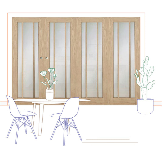 Oak Langdale Frosted Glass Bifold System