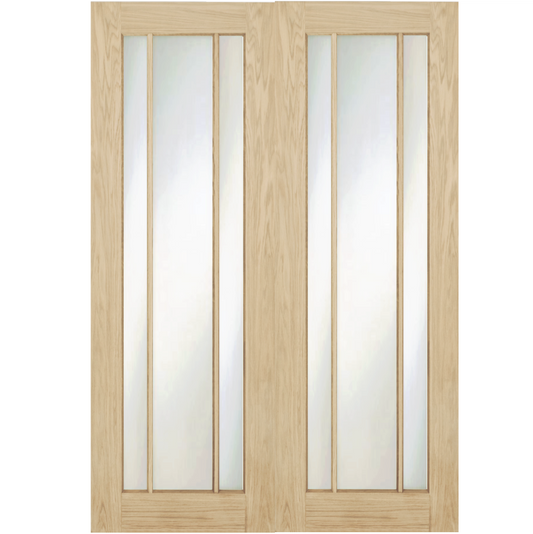 Oak Langdale Frosted Glass Internal Door Pair