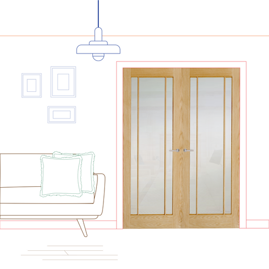 Oak Langdale Frosted Glass Internal Door Pair