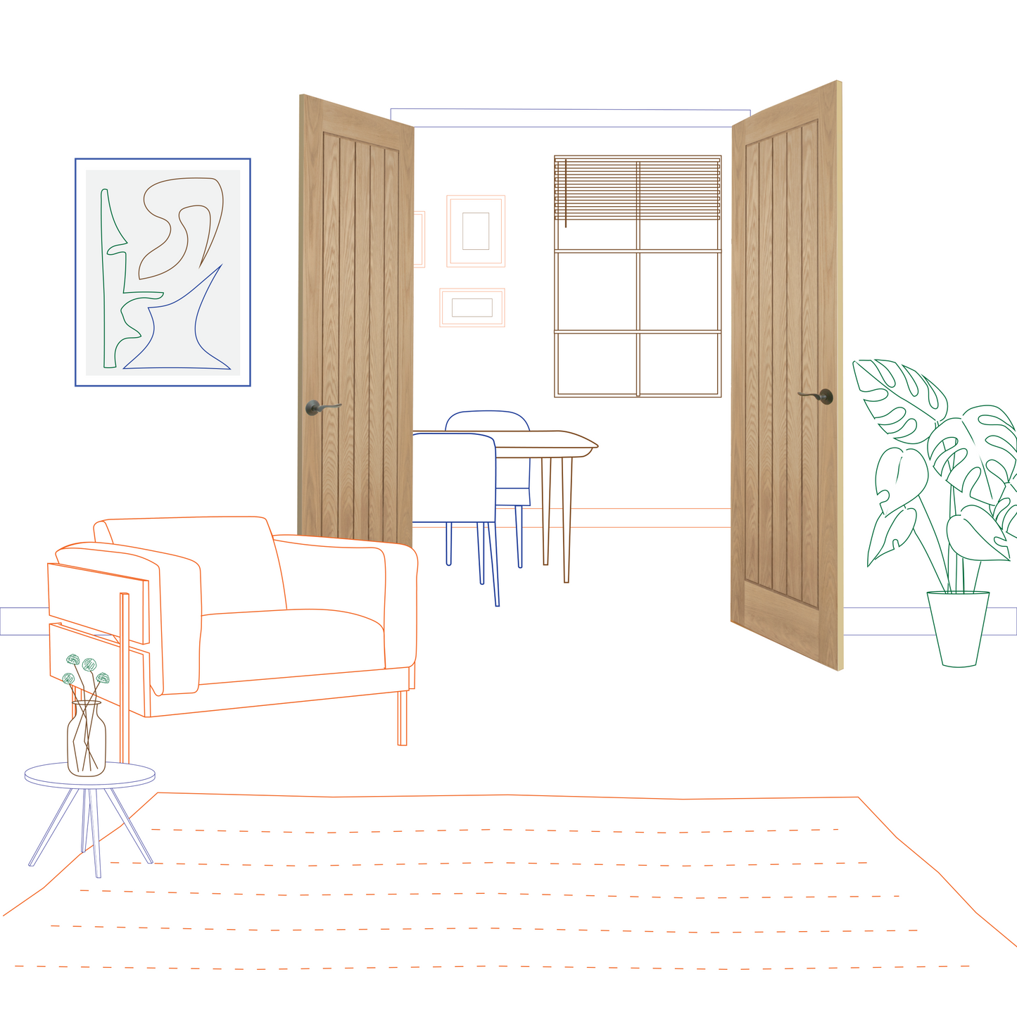 Oak Cottage Internal Door Pair